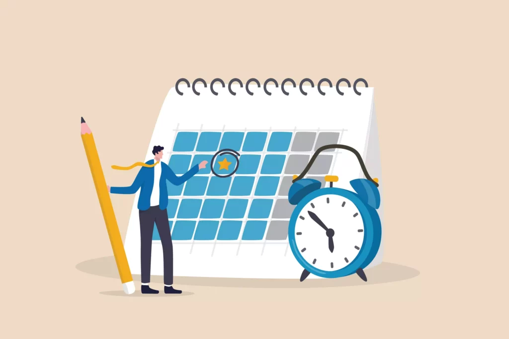 employee circling date on calendar cartoon