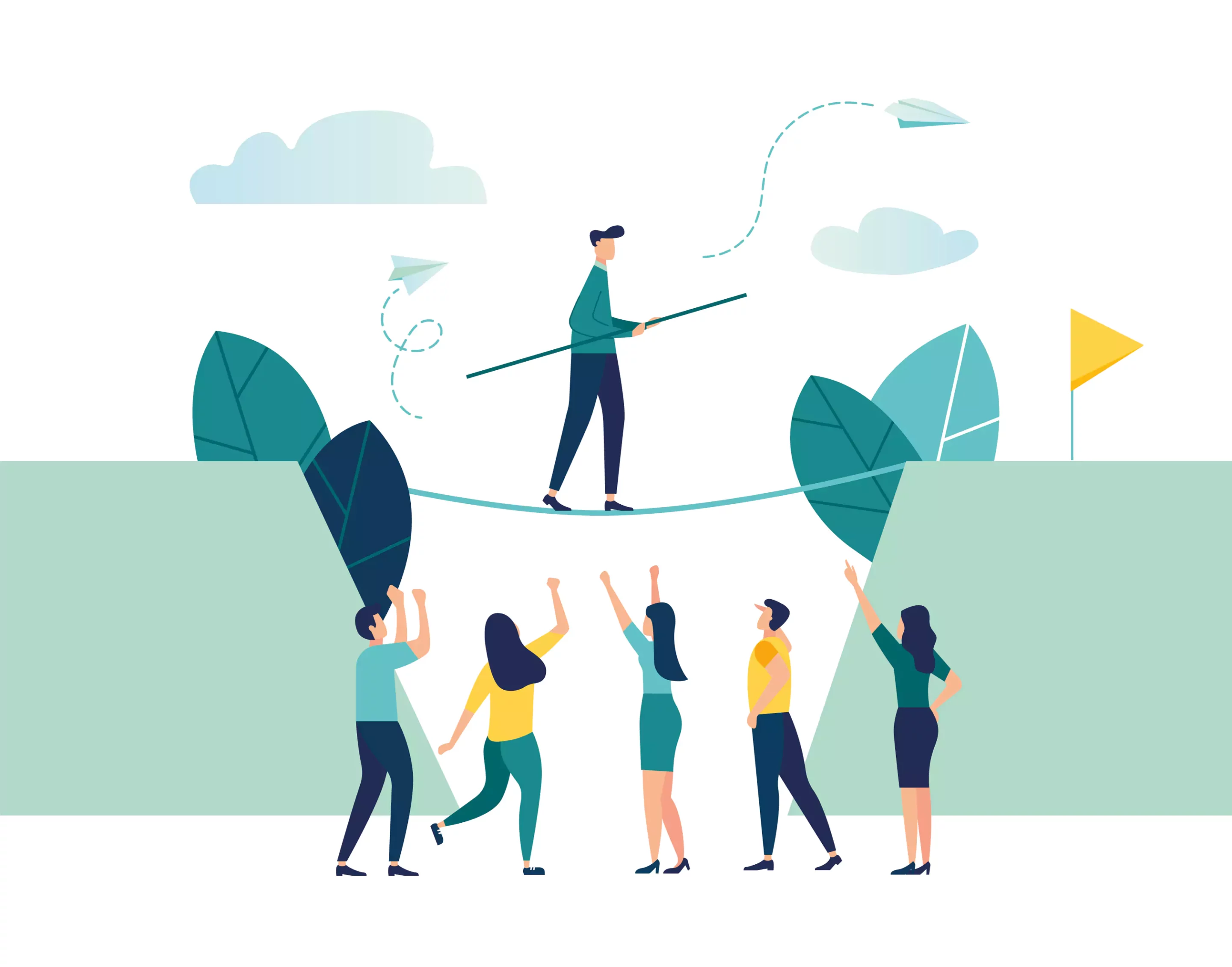 employee walking across tight rope cartoon employee walking across tight rope cartoon