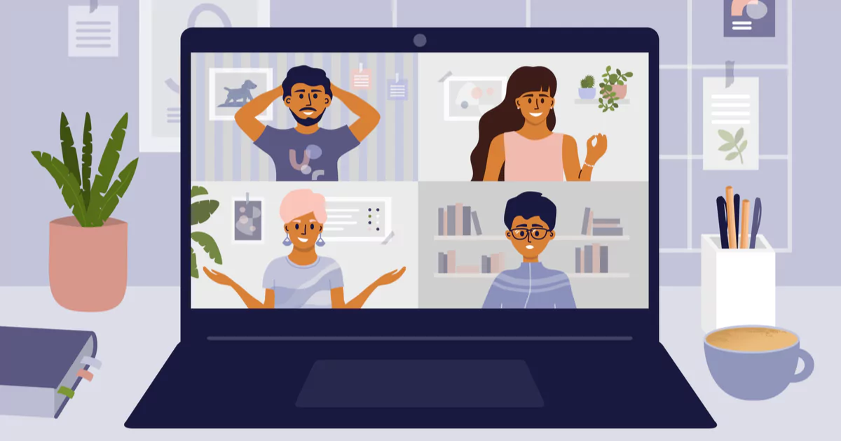 unusual-activities-featured-image happy tan people on zoom call vector