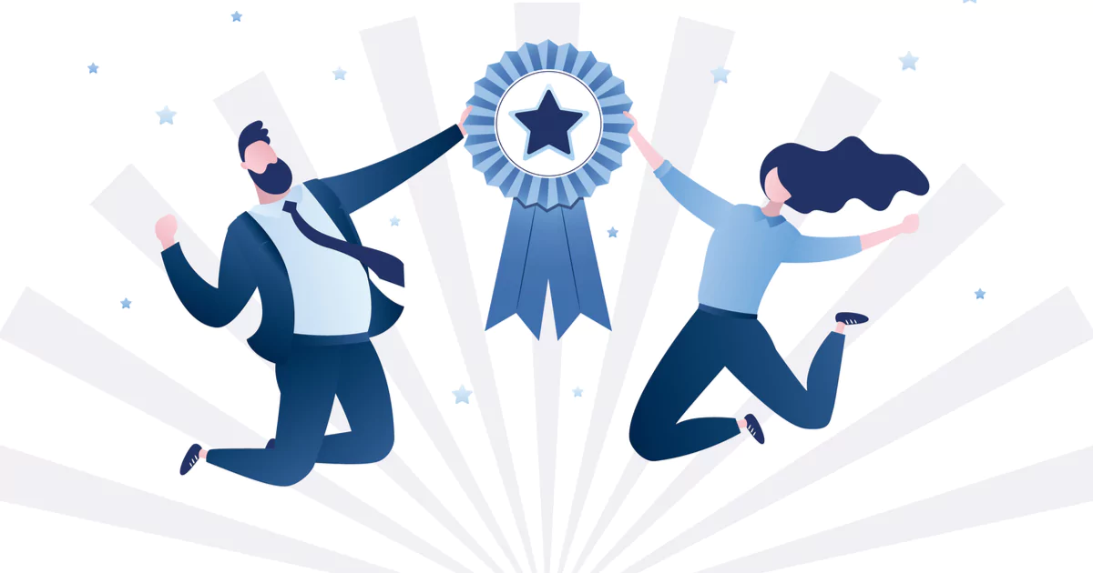 vector-two-cheering-coworkers-ribbon vector two cheering coworkers ribbon