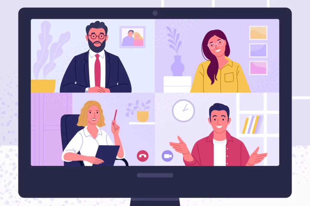 virtual team on the computer